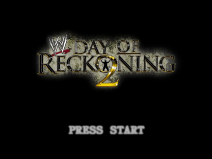 WWE Day of Reckoning 2 GameCube GC video game, professional wrestling, fighting simulation, multiplayer, sports entertainment, Nintendo GameCube title screen
