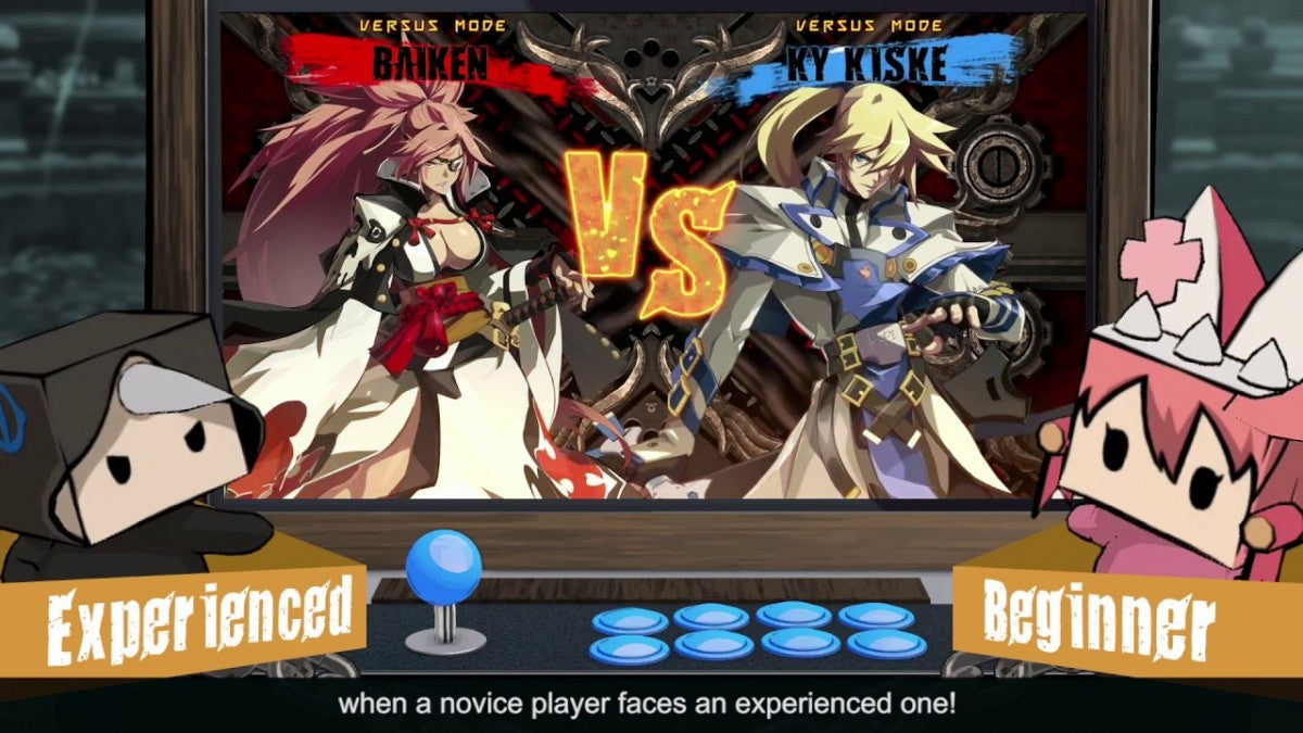 Guilty Gear Xrd Rev 2 PlayStation 4 fighting video game Arc System Works 2.5D cel-shaded graphical style anime-inspired characters Sol Badguy Ky Kuke Jack-O Venom Answer Baiken roster refined combat mechanics dramatic finishes story mode missions online multiplayer GGPO netcode training mode combo trials gameplay screenshot