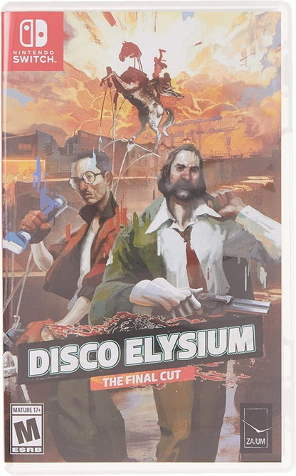 Disco Elysium Nintendo Switch inspired design featuring narrative driven role playing adventure aesthetic deep detective investigation branching dialogue choices richly detailed urban setting philosophical storytelling immersive character development and mystery gameplay presentation front cover