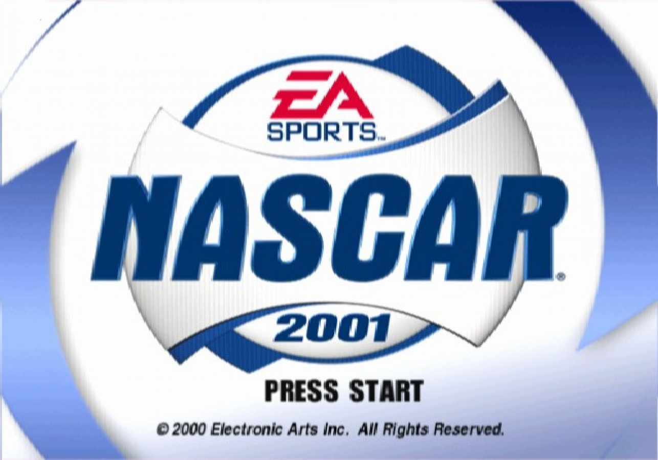 NASCAR 2001 – PlayStation 2 (PS2) stock car racing sports video game title screen