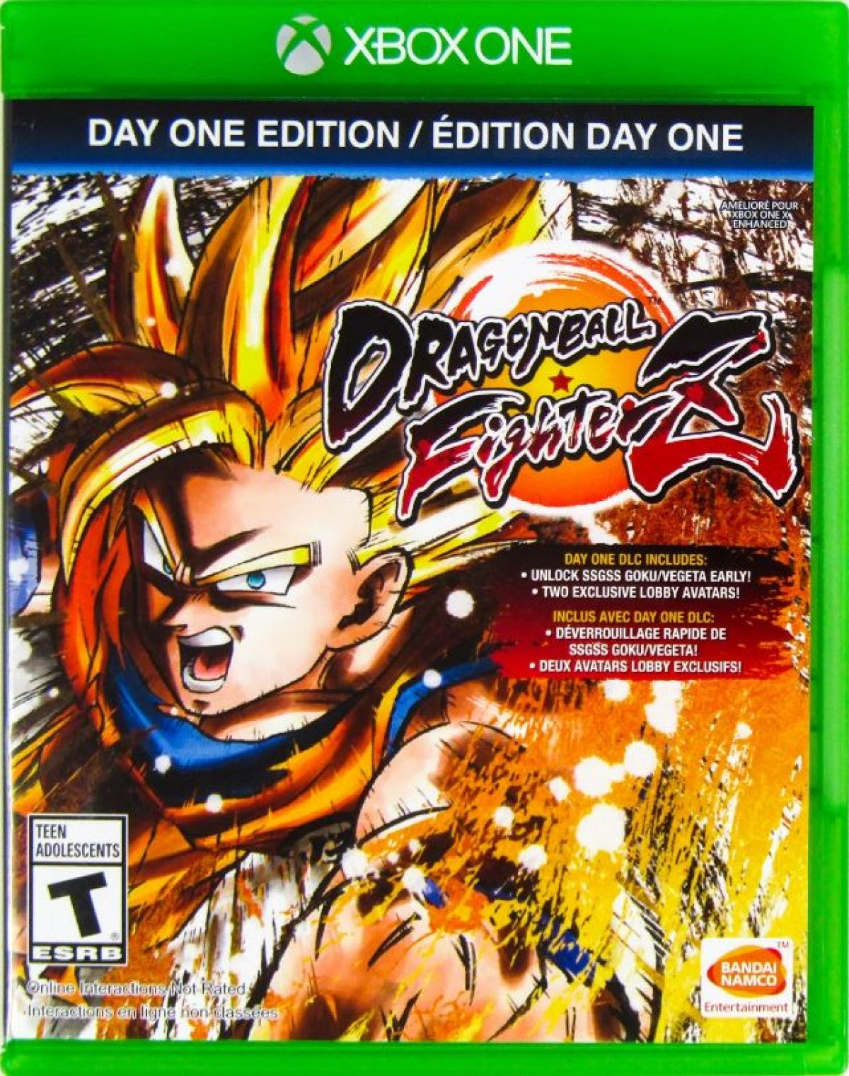 Dragon Ball FighterZ Day One Edition Xbox One fast-paced 2D anime fighting game with explosive combos and iconic Dragon Ball characters cover art