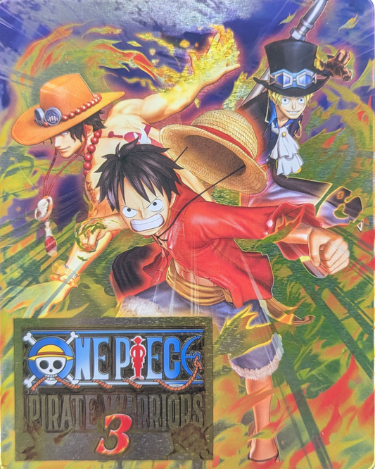 One Piece Pirate Warriors 3 Steelbook PlayStation 4 PS4 video game, anime action hack and slash, musou gameplay, collectible steelbook edition front cover