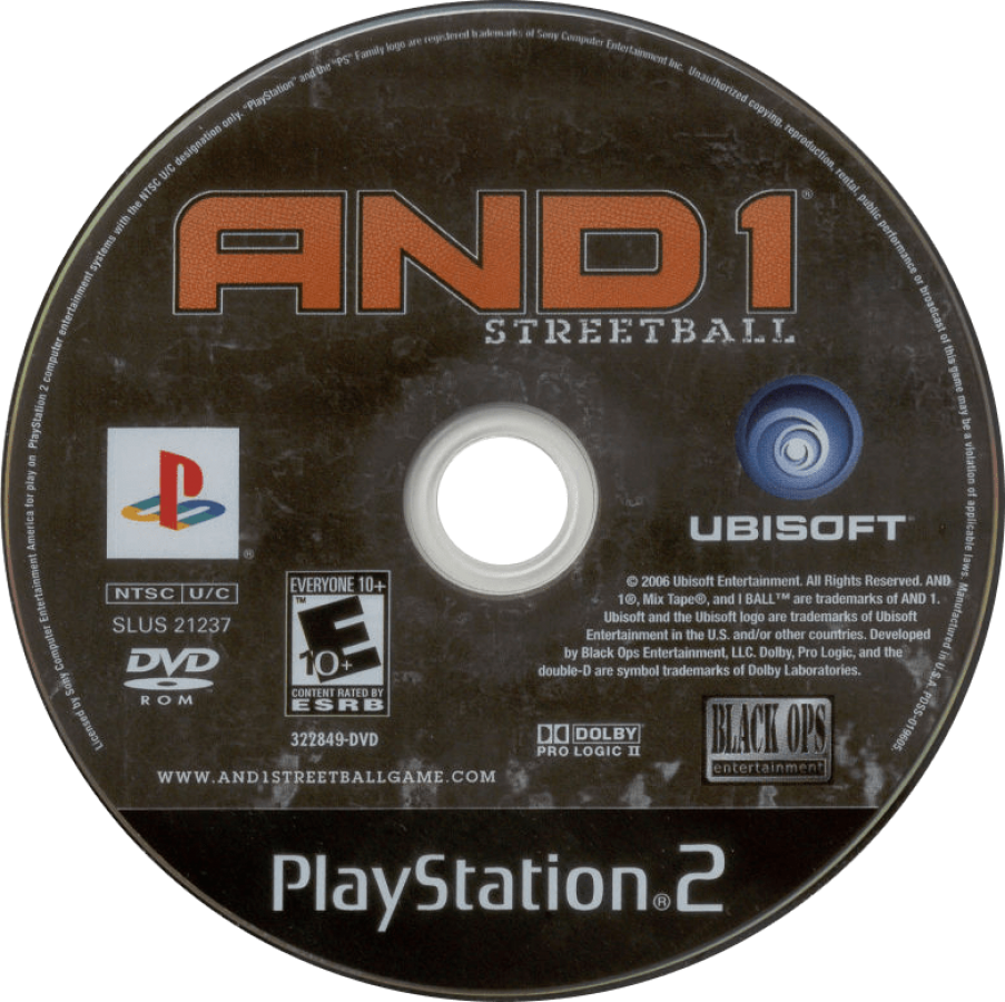 AND 1 Streetball PS2 sports basketball video game disc