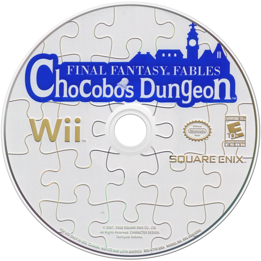 Final Fantasy Fables Chocobo’s Dungeon Nintendo Wii cover art for retro video game enthusiasts featuring fantasy adventure gameplay dungeon crawling exploration turn based combat mechanics magical creatures character progression story driven quests and charming role playing gaming experience and collectible gaming appeal disc