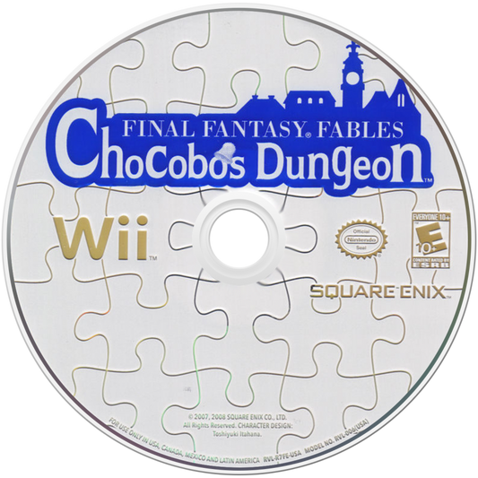 Final Fantasy Fables Chocobo’s Dungeon Nintendo Wii cover art for retro video game enthusiasts featuring fantasy adventure gameplay dungeon crawling exploration turn based combat mechanics magical creatures character progression story driven quests and charming role playing gaming experience and collectible gaming appeal disc