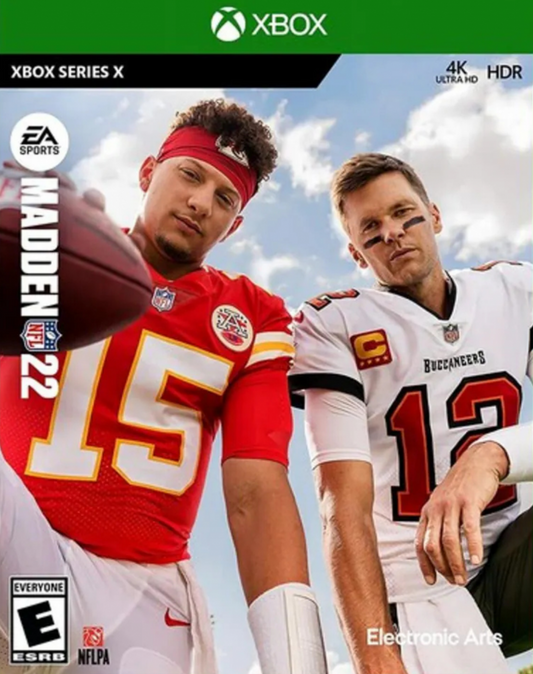 Madden NFL 22 for Xbox Series X (XSX) at Gamers INC, featuring the next-generation football experience powered by Dynamic Gameplay and Gameday Atmosphere, with enhanced AI, realistic player movement, and deeper "Face of the Franchise" and "Franchise Mode" features that bring every NFL Sunday to life in stunning 4K detail and lightning-fast loading speeds front cover