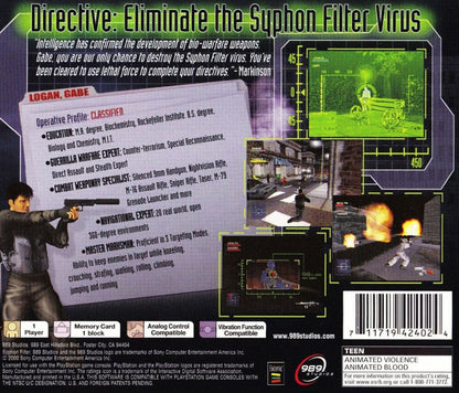 Syphon Filter [Greatest Hits] – PlayStation 1 (PS1) back of case for retro video game
