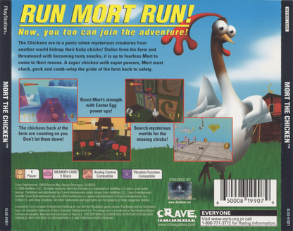 Mort the Chicken back of case for PlayStation 1 (PS1) video game