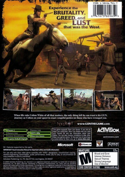 Gun – Xbox (XBOX) Back Box Art Cover For this Xbox Original Video Game