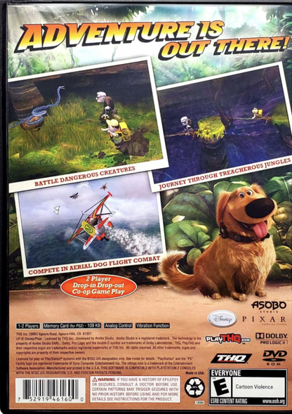 Disney Pixar's Up back of case for PlayStation 2 (PS2) adventure platformer video game based on the animated film