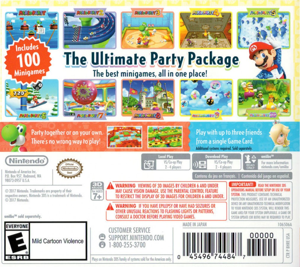 Mario Party: The Top 100 back of case for Nintendo 3DS (3DS) video game 