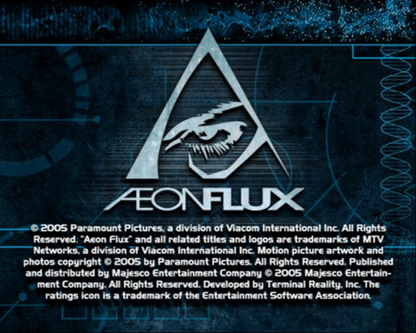 Aeon Flux PS2 PlayStation 2 action adventure stealth game retro video game title screen