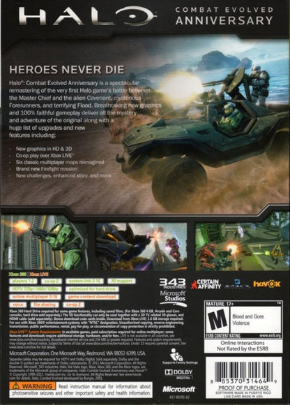 Halo: Combat Evolved Anniversary back of case for Xbox 360 (X360) sci-fi first-person shooter video game