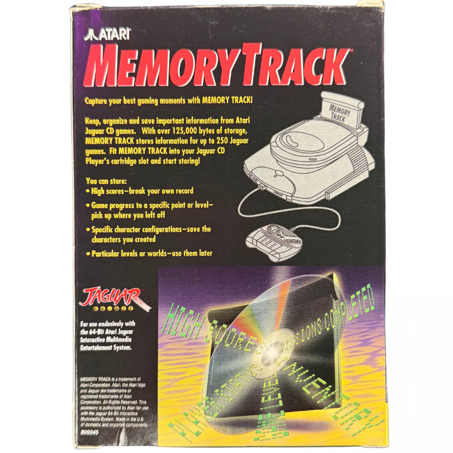 Memory Track Atari Jaguar CD Memory Track memory card accessory save data cartridge retro Jaguar CD hardware add on storage device game save backup unit back cover art