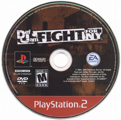 Def Jam: Fight for NY Greatest Hits edition for PlayStation 2 hip hop fighting game featuring rap artists street brawling wrestling martial arts moves story mode multiplayer battles disc