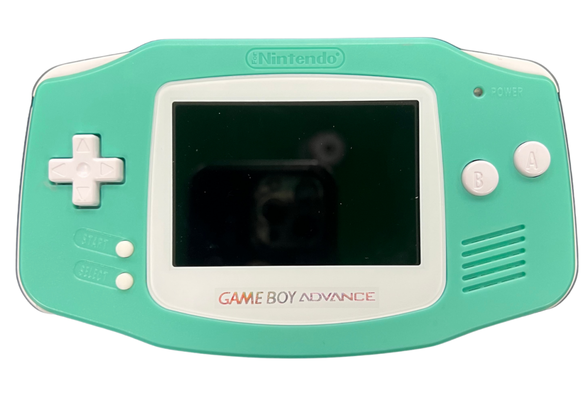 Game Boy Advance System GBA IPS Screen Custom Mint Green Shell Good Condition featuring a vibrant IPS display custom mint green housing classic handheld gaming design portable Game Boy Advance console and retro gaming collectible appeal front turned off