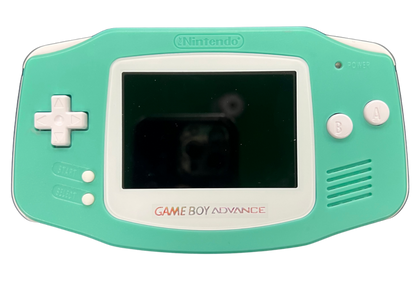 Game Boy Advance System GBA IPS Screen Custom Mint Green Shell Good Condition featuring a vibrant IPS display custom mint green housing classic handheld gaming design portable Game Boy Advance console and retro gaming collectible appeal front turned off