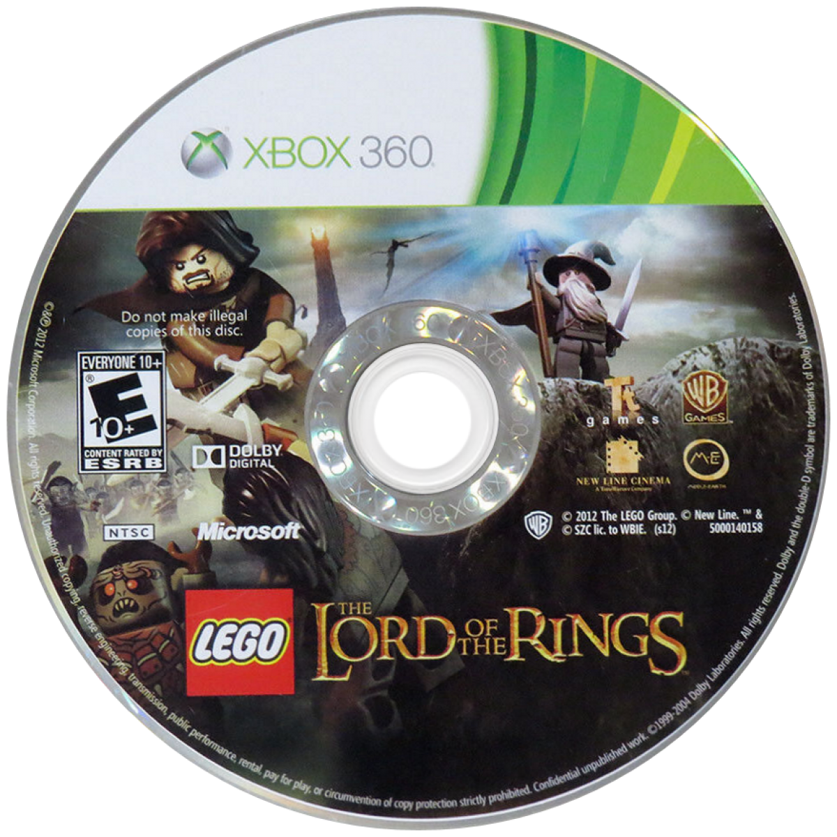 LEGO The Lord of the Rings Xbox 360 cover art for retro video game enthusiasts featuring action adventure gameplay LEGO styled fantasy world exploration cooperative puzzle solving epic story driven quests based on The Lord of the Rings trilogy humorous interpretation of Middle earth and collectible gaming appeal disc