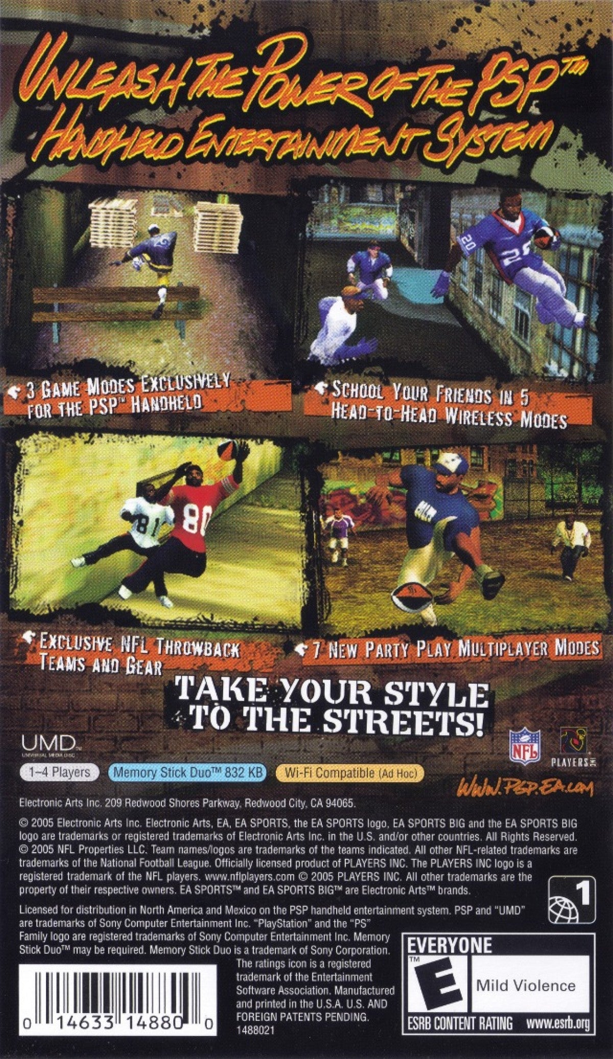 NFL Street 2 Unleashed back of case for PlayStation Portable (PSP) football sports game