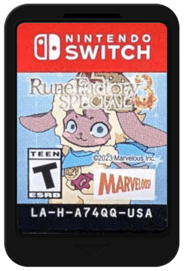 Rune Factory 3 Special Nintendo Switch NS video game featuring role playing farming simulation gameplay crop cultivation monster battles dungeon exploration crafting character relationships town building fantasy adventure and character progression Nintendo Switch gaming video game collection cartridge art