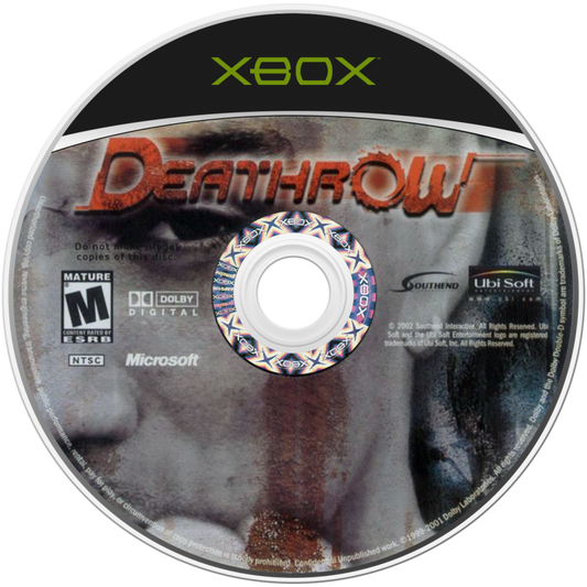 Deathrow for Xbox futuristic sports action video game featuring fast paced team combat brutal arena matches cyberpunk style presentation and cult classic Xbox gameplay experience disc