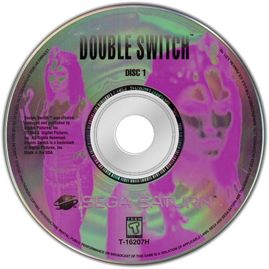 Double Switch Sega Saturn full motion video FMV interactive movie puzzle game surveillance camera switching traps gameplay starring Corey Haim suspense thriller mansion setting live action footage branching story retro gaming Sega Saturn software video game title disc 