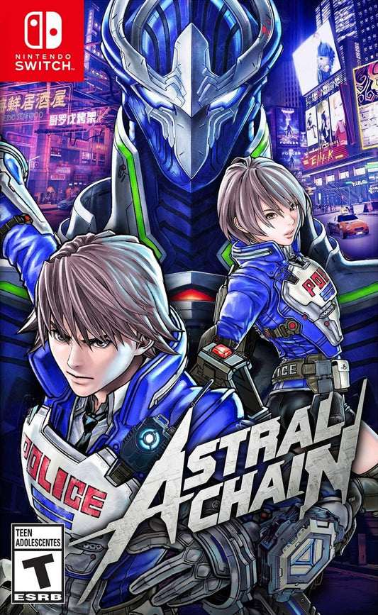 Astral Chain Nintendo Switch game featuring dual-character action combat and futuristic police adventure gameplay front cover