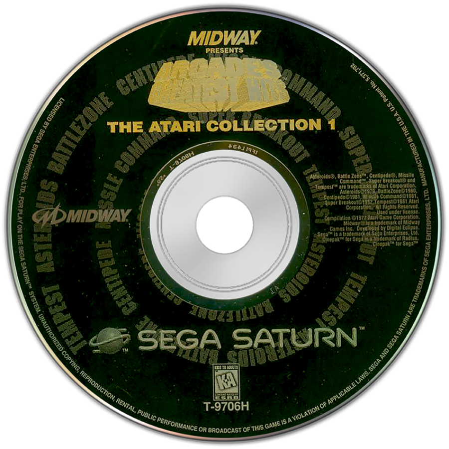 Arcade's Greatest Hits Atari Collection Disc art for Sega Saturn (SS) video game