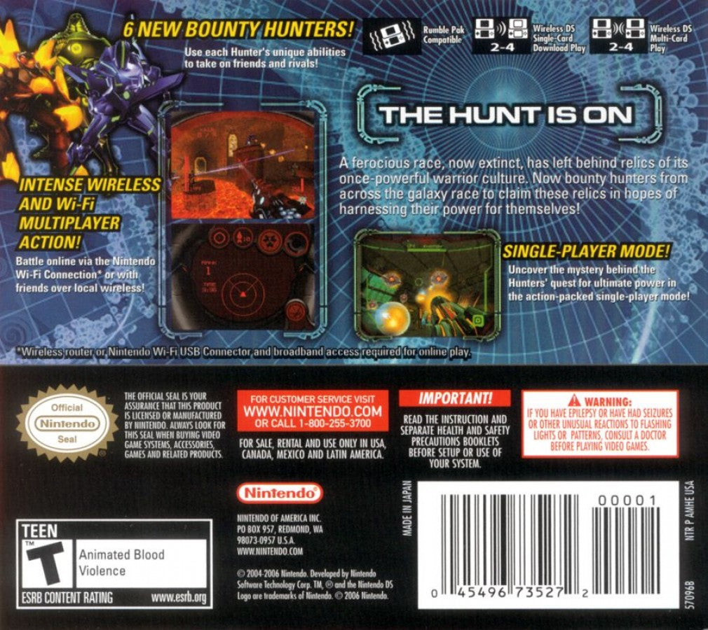 Metroid Prime: Hunters back of case for Nintendo DS (DS) first-person shooter sci-fi action video game