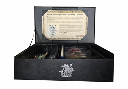 Street Fighter 25th Anniversary Collector's Set Xbox 360 X360 fighting game collection featuring classic Street Fighter games iconic fighters Ryu Ken Chun Li Guile intense arcade battles special moves multiplayer competition multiple Street Fighter titles and collectible anniversary edition gaming appeal trunk certificate