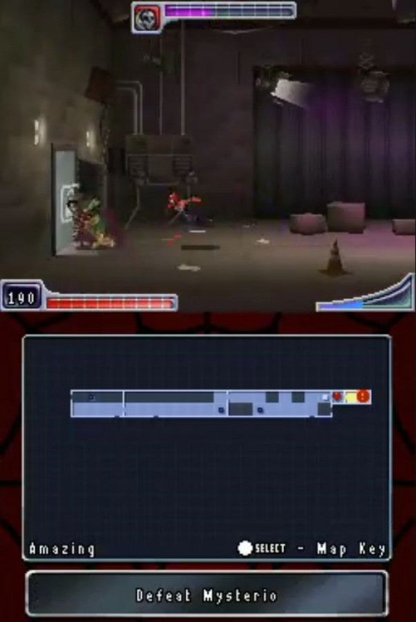 Spider-Man: Shattered Dimensions for Nintendo DS action adventure video game featuring multiple Spider-Man versions, web-swinging combat, villain battles, puzzle platforming, and stylus driven handheld gameplay experience gameplay