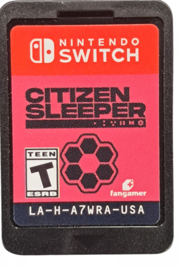 Citizen Sleeper Nintendo Switch inspired design featuring narrative driven sci fi role playing adventure aesthetic futuristic space station setting deep character choices cyberpunk storytelling immersive exploration resource management and branching outcomes presentation cartridge 
