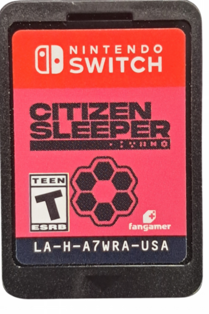 Citizen Sleeper Nintendo Switch inspired design featuring narrative driven sci fi role playing adventure aesthetic futuristic space station setting deep character choices cyberpunk storytelling immersive exploration resource management and branching outcomes presentation cartridge 