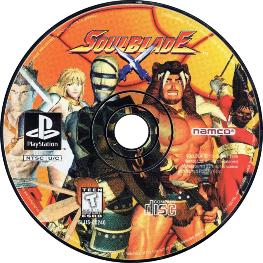 Soul Blade PlayStation PS1 for fighting video game fans featuring weapon based combat legendary warriors arcade style battles martial arts action character selection special attacks tournament gameplay classic 3D fighting experience collectible gaming appeal game disc