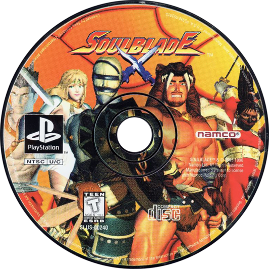 Soul Blade PlayStation PS1 for fighting video game fans featuring weapon based combat legendary warriors arcade style battles martial arts action character selection special attacks tournament gameplay classic 3D fighting experience collectible gaming appeal game disc