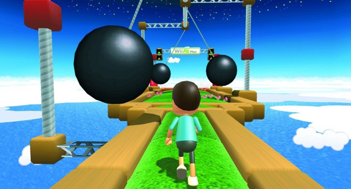 Wii Fit Plus gameplay for Nintendo Wii (Wii) featuring expanded fitness activities with the Wii Balance Board, customizable workout routines, and new balance games.