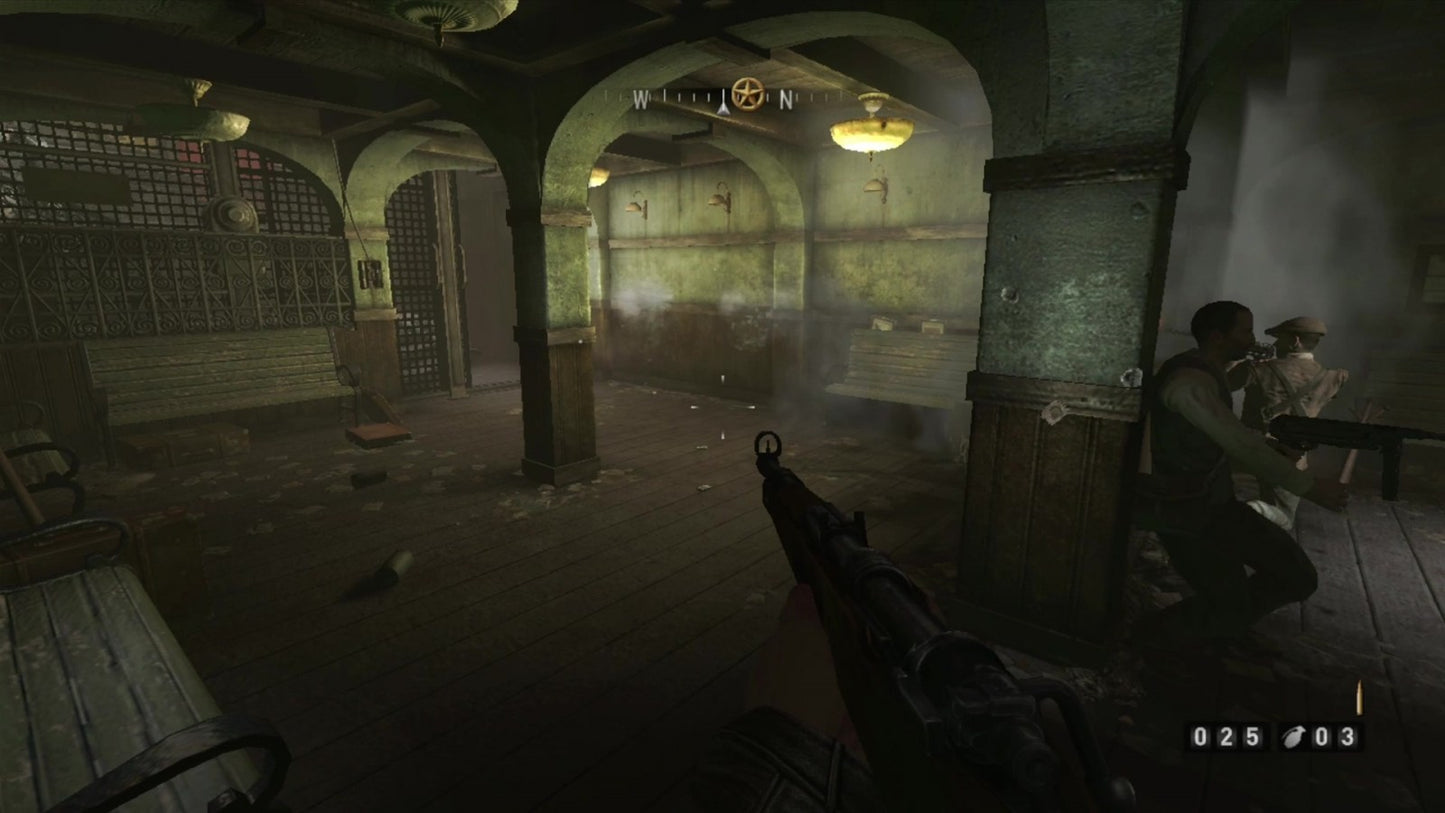 Wolfenstein gameplay for Xbox 360 (X360) sci-fi first-person shooter video game