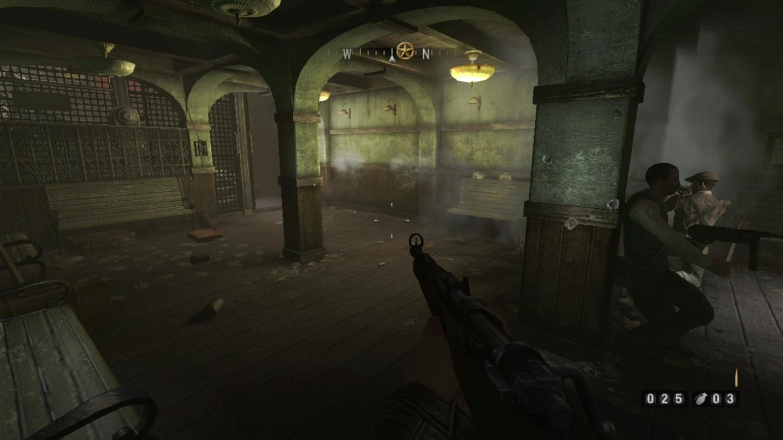 Wolfenstein gameplay for Xbox 360 (X360) sci-fi first-person shooter video game