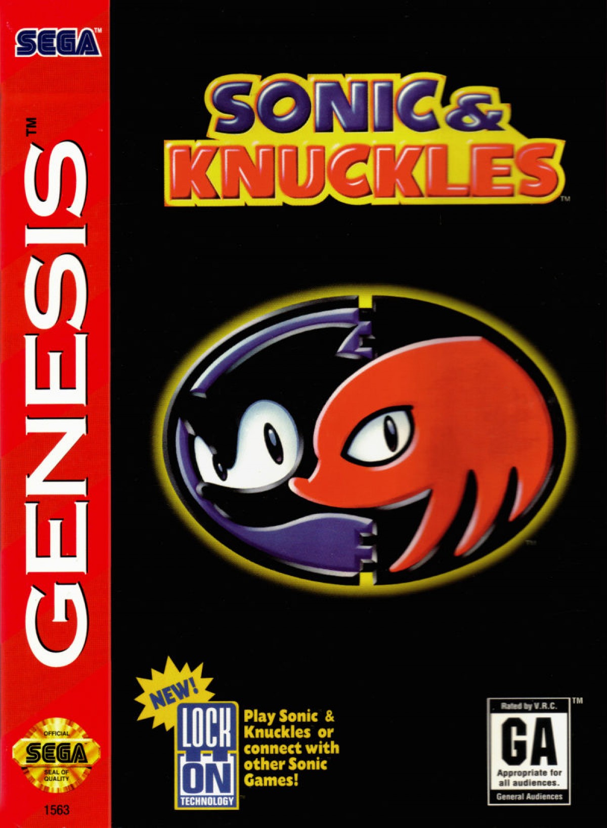 Sonic and Knuckles Sega Genesis GEN video game featuring fast paced platforming gameplay Sonic and Knuckles characters high speed levels ring collecting enemy battles special abilities power ups loop filled stages and classic 16 bit Sega gameplay retro video game collection collectible gaming appeal front cover art