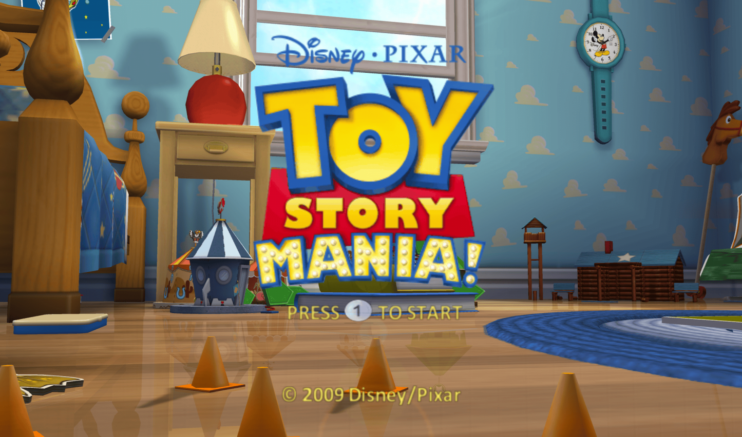 Disney Pixar Toy Story Mania title screen art for Nintendo Wii (Wii) video game