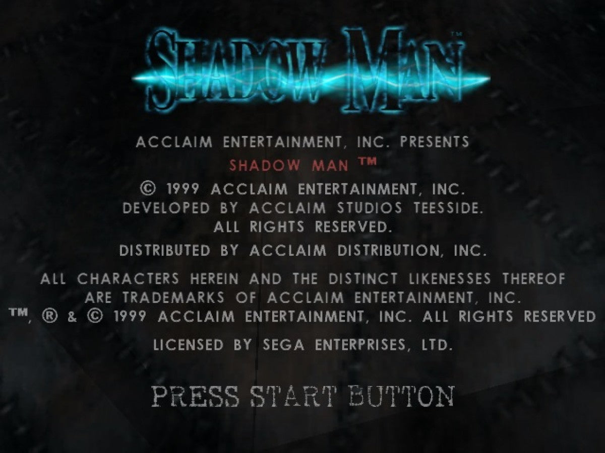 Shadow Man Sega Dreamcast retro video game action adventure title screen