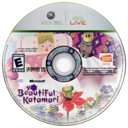 Beautiful Katamari Xbox 360 game featuring quirky puzzle-action gameplay, rolling collectible mechanics, and colorful, whimsical worlds disc