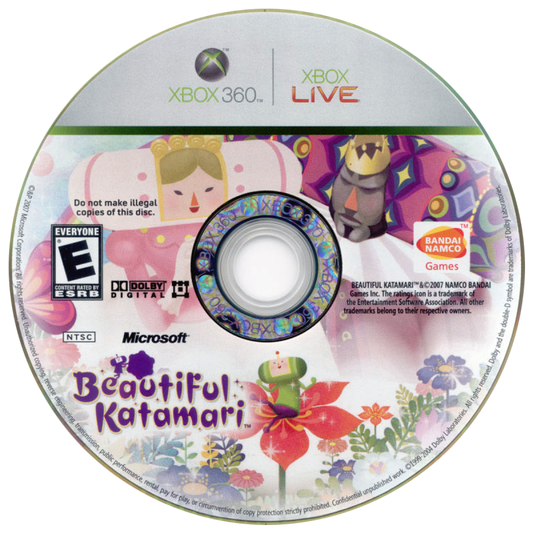 Beautiful Katamari Xbox 360 game featuring quirky puzzle-action gameplay, rolling collectible mechanics, and colorful, whimsical worlds disc