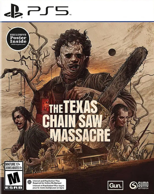 The Texas Chain Saw Massacre cover art for PlayStation 5 (PS5) survival horror video game