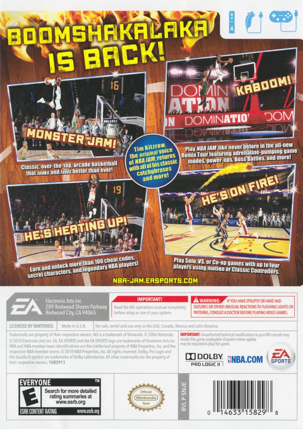 NBA Jam – Nintendo Wii (Wii) arcade basketball sports multiplayer video game back of case