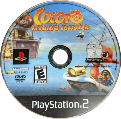 Cocoto Fishing Master for PlayStation 2 with arcade-style fishing and colorful underwater adventure theme disc
