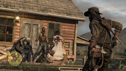 Red Dead Redemption: Undead Nightmare [Platinum Hits] for Xbox 360 (X360) at Gamers INC, featuring the critically acclaimed supernatural expansion that transforms the American frontier into a zombie-infested wasteland, where John Marston must find a cure for the plague through a new single-player campaign, mythic creature hunts, and intense "Undead Overrun" multiplayer modes in a definitive Platinum Hits release gameplay  