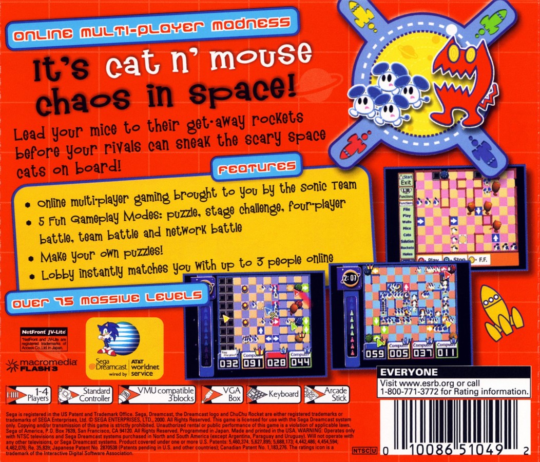 ChuChu Rocket Sega Dreamcast retro video game puzzle game back of case