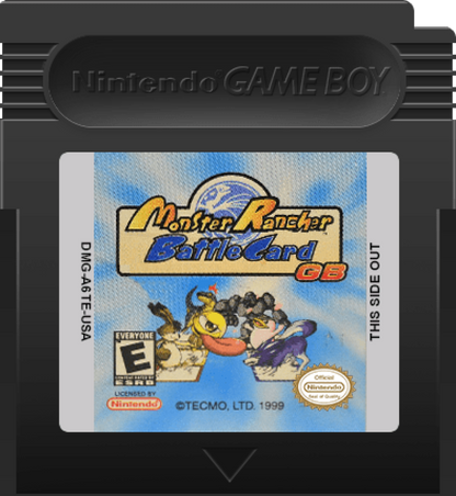 Monster Rancher Battle Card Game Boy Color GBC video game featuring monster collecting card battle gameplay strategic deck building creature cards turn based battles monster training collectible card combinations tactical combat rival duels fantasy creatures and classic Nintendo handheld gaming retro video game collection collectible gaming appeal game cartridge