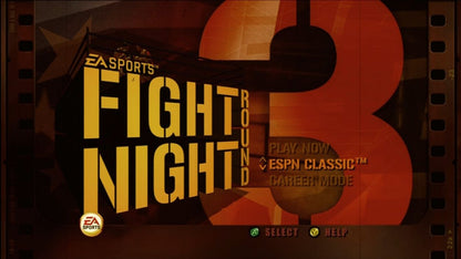 Fight Night Round 3 Platinum Hits Xbox 360 boxing game featuring realistic next-gen graphics ESPN presentation career mode create-a-boxer online multiplayer and intense one-on-one prizefighting action by EA Sports gameplay